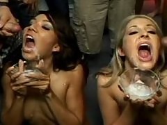 Girls who drink cum from 50 guys